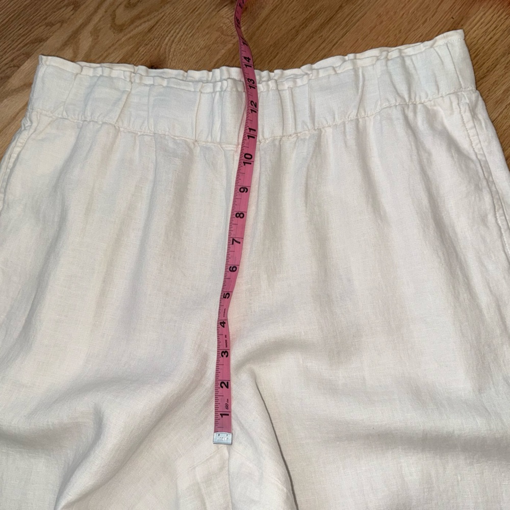 Talbots 100% Linen Nantucket Wide Leg Pants Crisp White Pull On Elastic Waist L - Picture 7 of 14